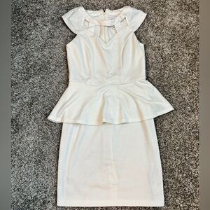 Elegant Off-White Peplum Dress